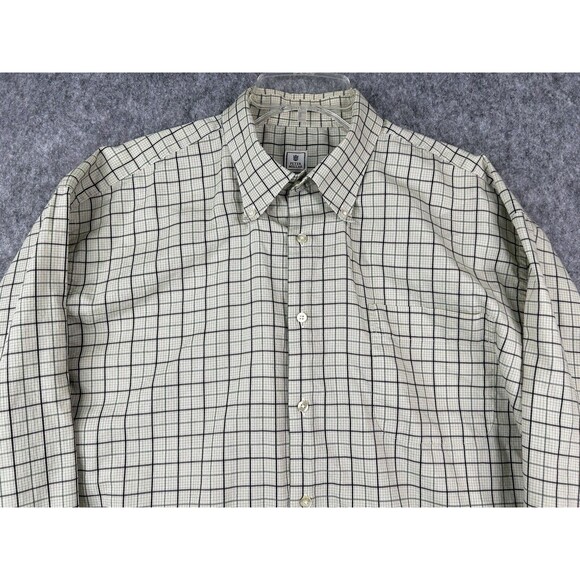 Peter Millar Plaid Long Sleeve Men's Button Down Shirt Green Brown Tan Plaid XL - Picture 2 of 8